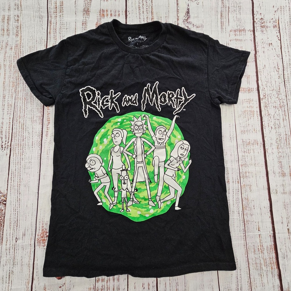 Rick and Morty Black Short Sleeve Cotton T-Shirt Men's S